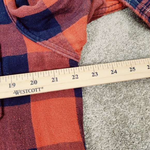 Lee Cooper Men's Plaid Button Down Two Sided Shirt in Orange Black Size Large - Picture 8 of 10